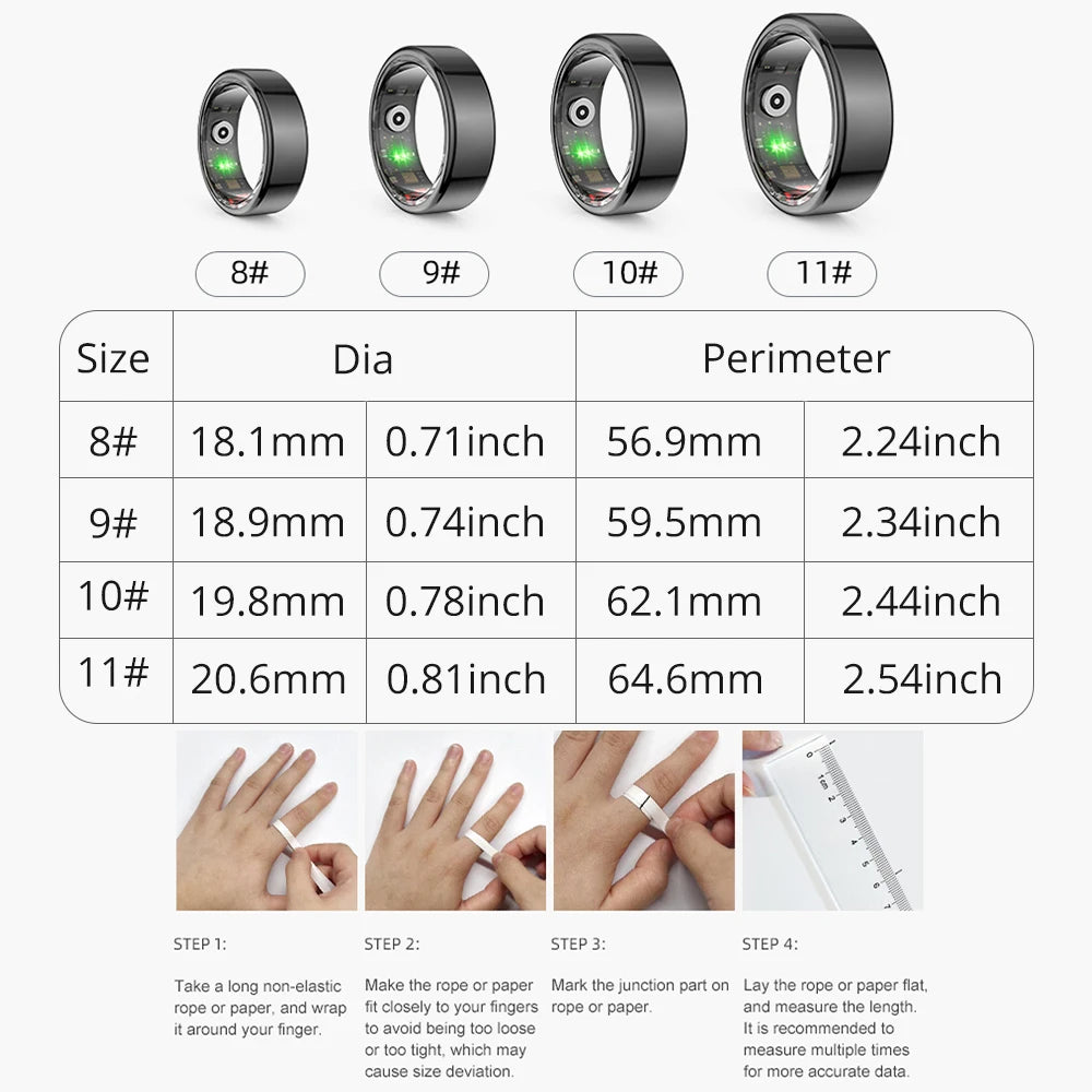 COLMI R02 Anillo inteligente Carcasa de acero de titanio de grado militar Monitoreo de salud IP68 y 3ATM Modos multideporte impermeables