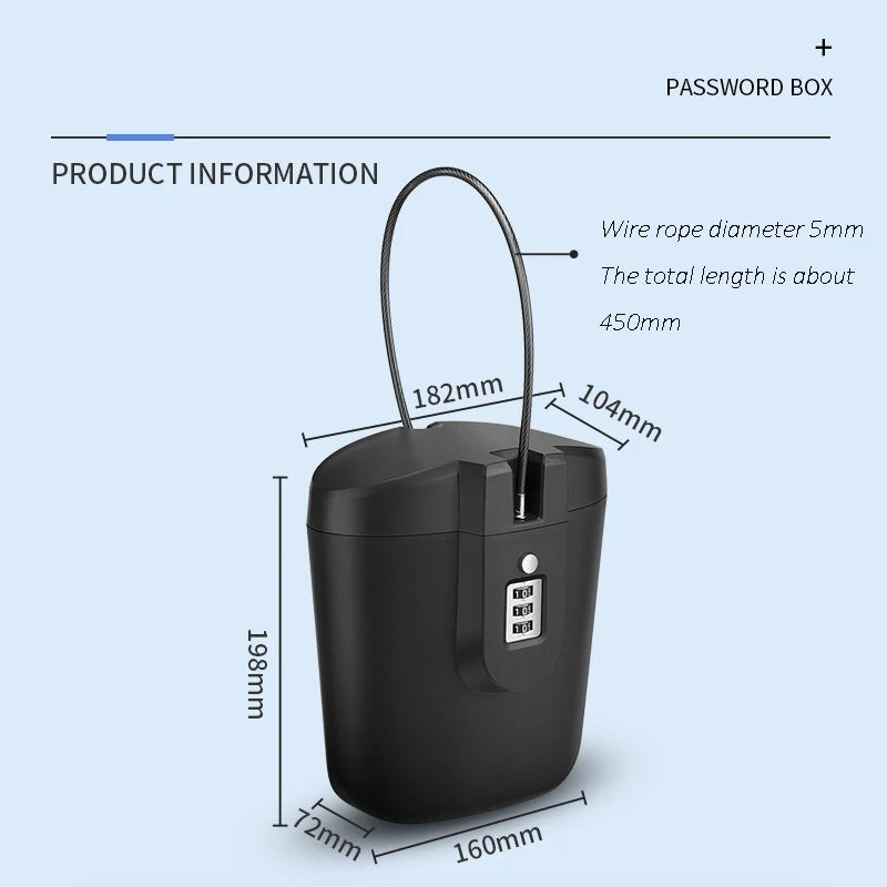 Coffre-fort portable extérieur avec serrure à combinaison à 3 chiffres