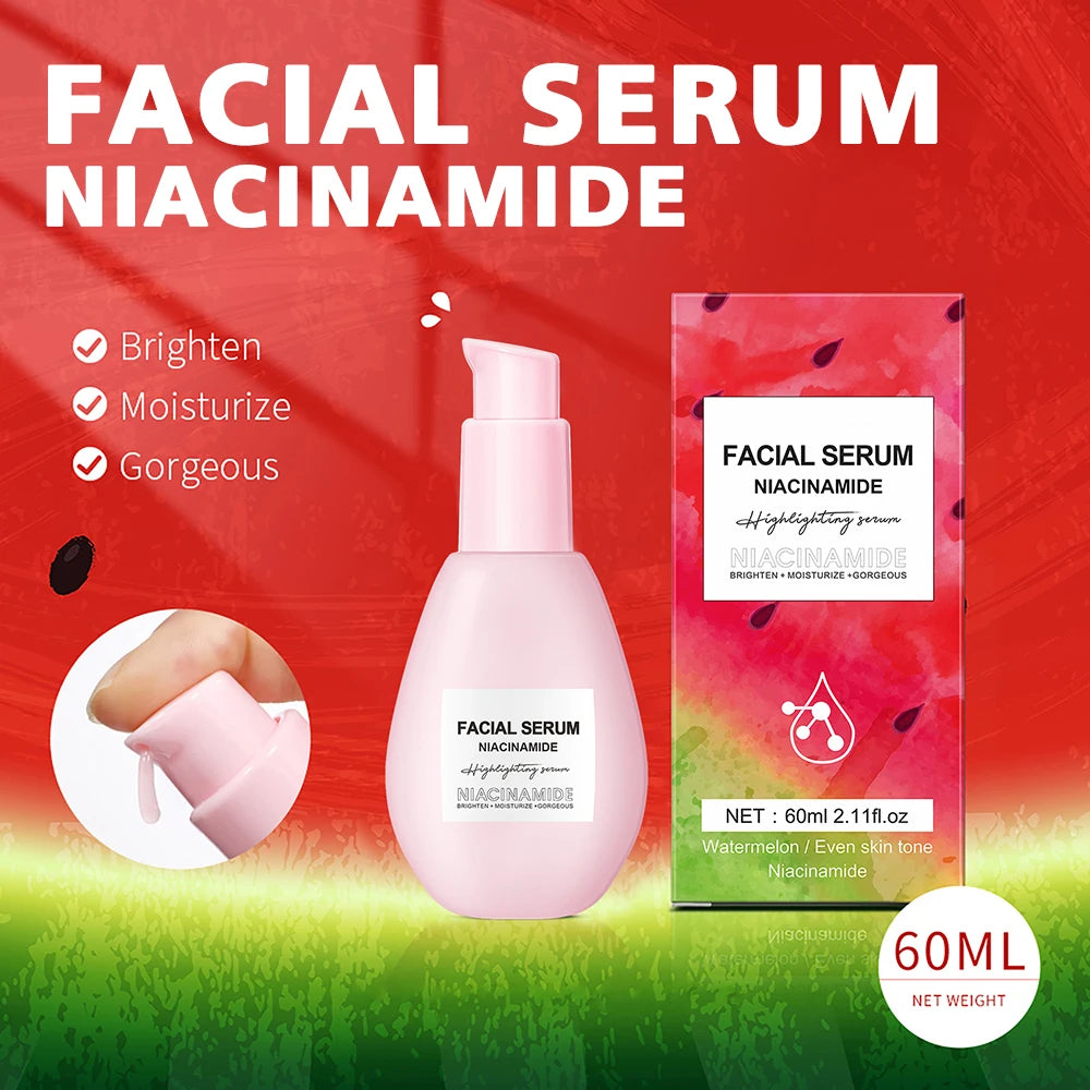 Nouveau brillant pastèque Niacinamide visage sérum ampoule visage hydratant éclaircissant liquide gouttes visage soin de la peau Essence